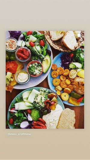 Hummus plate -jollof bowl with plantains-breakfast  at ATAYA in Berlin