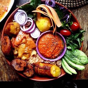 Jollof bowl with plantains  at ATAYA in Berlin