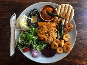Jollof bowl with plantains  at ATAYA in Berlin