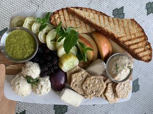 House made vegan cheese board at Parlor City Vegan in Binghamton