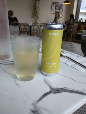 Sencha kombucha. at Parlor City Vegan in Binghamton