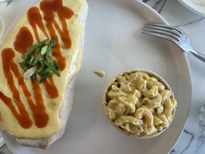 Breakfast burrito side mac  at Parlor City Vegan in Binghamton
