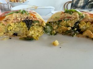 Inside breakfast burrito  at Parlor City Vegan in Binghamton