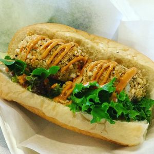 Crab Cake Po Boy at Parlor City Vegan in Binghamton