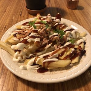 Loaded fries. Amazing. at Parlor City Vegan in Binghamton
