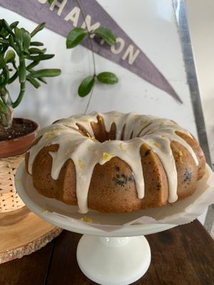 House Baked Lemon Blueberry Bundt Cake  at Parlor City Vegan in Binghamton