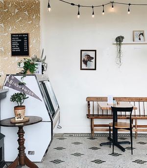 Cozy cafe at Parlor City Vegan in Binghamton