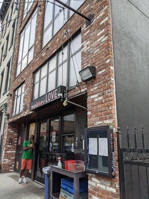 Outside. There is outside and inside seating at Modern Love in Brooklyn