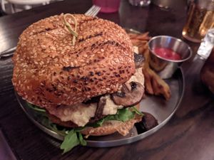 Mushroom brie burger at Modern Love in Brooklyn