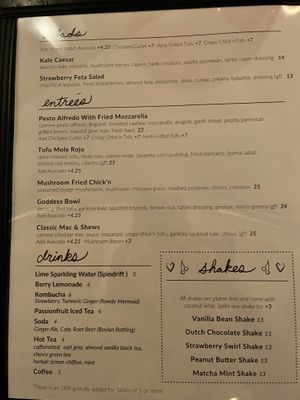 Menu   at Modern Love in Brooklyn