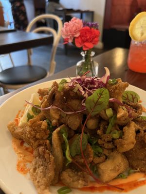 Vegan calamari  at Modern Love in Brooklyn