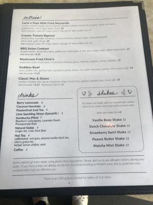 Menu   at Modern Love in Brooklyn