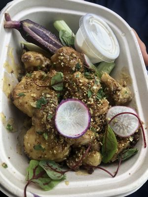 Cauliflower garlic Parmesan wings (gf)  at Modern Love in Brooklyn