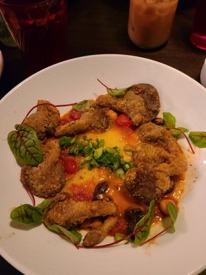 Grits with oyster mushrooms at Modern Love in Brooklyn