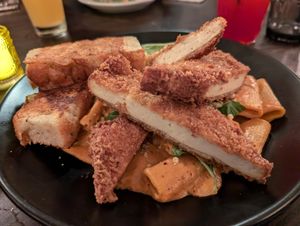 Vodka rigatoni with crispy tofu at Modern Love in Brooklyn
