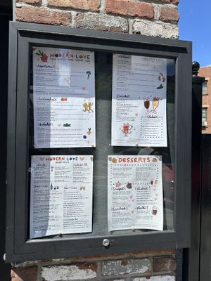 Menus  at Modern Love in Brooklyn