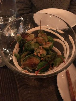 Amazing garlic brussel sprouts  at Modern Love in Brooklyn