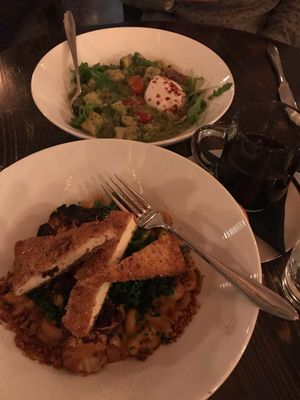 Mac n Shack and pesto gnocchi with burrata! at Modern Love in Brooklyn