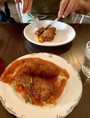 Amazing mozarella sticks in fantastic marinara sauce at Modern Love in Brooklyn