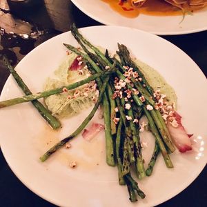 Green asparagus with smoky dip at Modern Love in Brooklyn