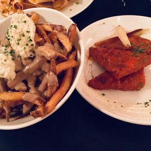 Truffled poutine & tempeh buffalo wings at Modern Love in Brooklyn