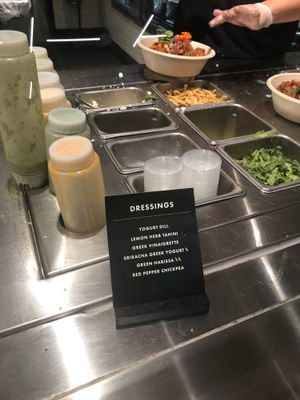 Sauces and light toppings  at CAVA in Columbia