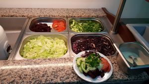 The buffet also includes a selection of salads. at Butterfly in Basel