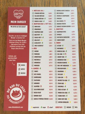 Build your own burger with a lot of vegan options at Die Kuh Die Lacht in Frankfurt