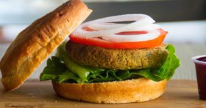 Classic Lentil Burger on Gluten Free Freshly Baked Bun
Vegan - Gluten Free - Kosher at The Pureganic Cafe in Harrison
