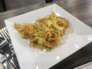 Spicy cabbage - cabbage, carrots, onion, crushed red pepper, olive oil, sea salt   at The Pureganic Cafe in Harrison