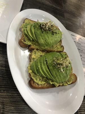 Avocado toast   at The Pureganic Cafe in Harrison