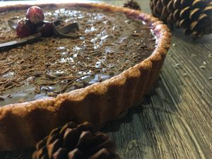 One of The Pureganic Cafe's incredible tarts. Gluten free, dairy free, sugar free chocolate cranberry. at The Pureganic Cafe in Harrison