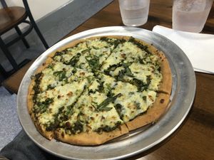 Penne pesto pizza  at The Pureganic Cafe in Harrison