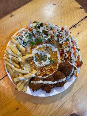 Falafel plate  at Shimon Falafel in Arambol