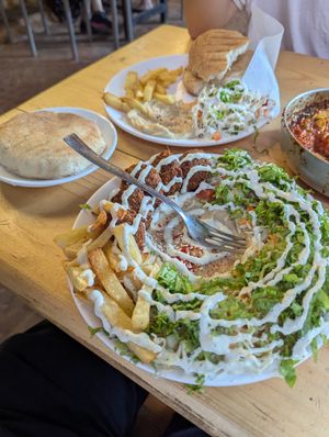 Falafel plate at Shimon Falafel in Arambol