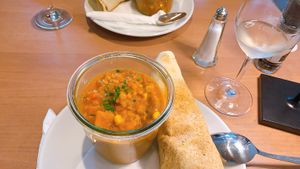 lentil curry + bread  at Mezzo  in Hannover