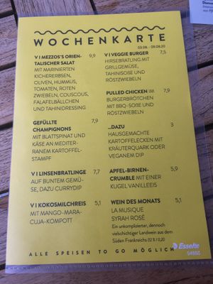 weekly menu (example)  at Mezzo  in Hannover