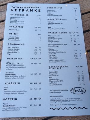 drink menu during covid-19 at Mezzo  in Hannover