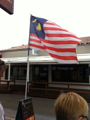 The Malaisian flag outside you can't miss it  at Le KL in Biscarrosse Plage