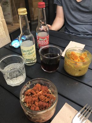 Couscous dish and sweet potatoe Thai curry.  at rawcoco in La Rochelle