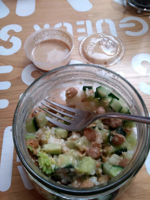 Pad thai - peanut sauce, cucumber, chickpeas, sticky rice. at rawcoco in La Rochelle