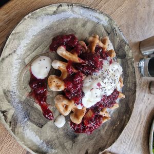 Vegan cinnamon waffles at The Grand Howl in East London