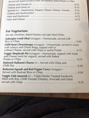 Clearly marked vegan options at The Watch House in New Quay