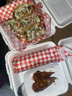 falacos, falafel wrap, & teriyaki wings  at The Fix - Falafel Food Truck in Reno