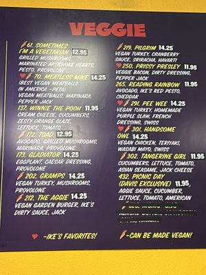 Veg options  at Ike's in Davis