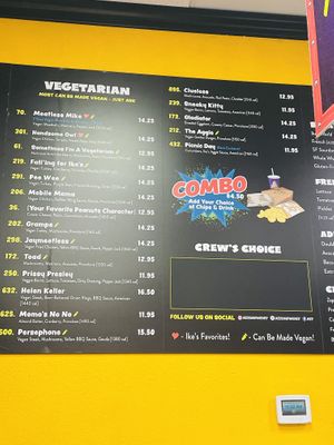 Menu  at Ike's in Davis