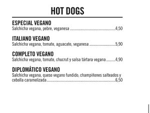 Vegan menu at San Wich in Cadiz