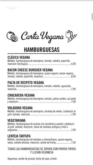 Vegan menu  at San Wich in Cadiz