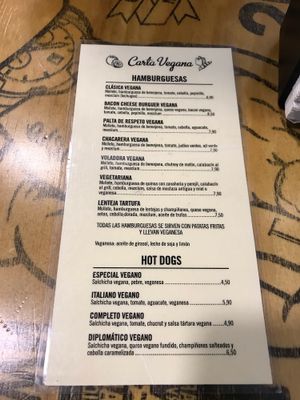 Menú vegano at San Wich in Cadiz