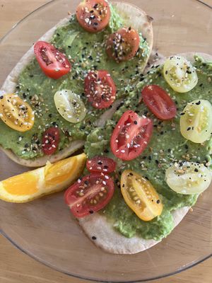 Avocado toast on GF pita bread 🫓   at Flora Kitchenette in Louisville